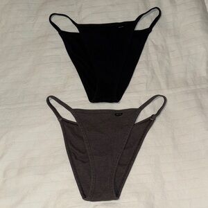 PINK Victoria's Secret Black and Gray Panty Duo